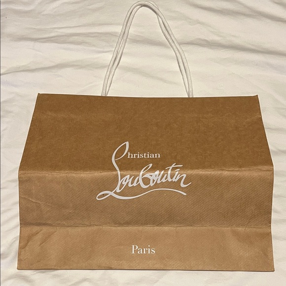 Christian Louboutin Brown Paper Shopping Tote with White Logo - Picture 4 of 5